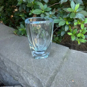 Strömbergshyttan Snowdrop Engraved Swedish Crystal Glass Vase